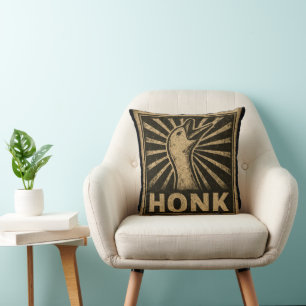 Honk Goose Funny Duck Chicken Meme Throw Pillow
