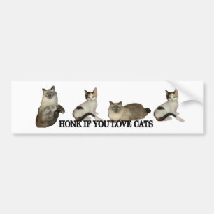Honk If You Love Cats Bumper Sticker