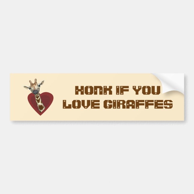 Honk If You Love Giraffes Bumper Sticker (Front)