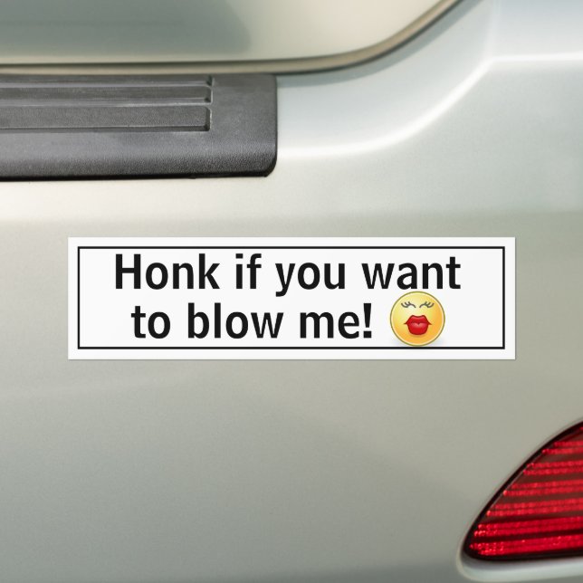 Honk If You Want to Blow Me! Funny Personalized Bumper Sticker (On Car)