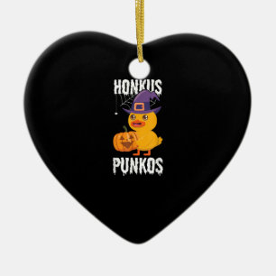Honkus Ponkus Funny Duck Halloween Witch Design Ceramic Ornament
