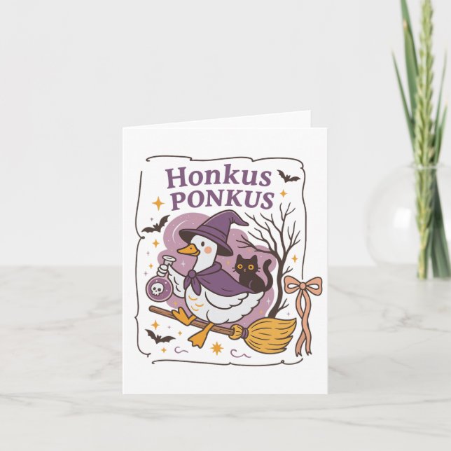 Honkus Ponkus Goose Halloween Witch Goose Silly Go Card (Front)