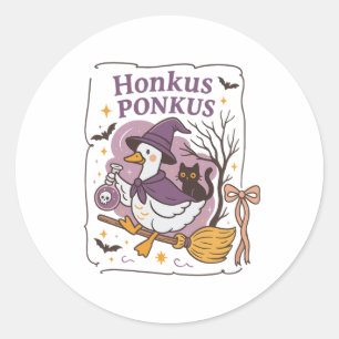 Honkus Ponkus Goose Halloween Witch Goose Silly Go Classic Round Sticker