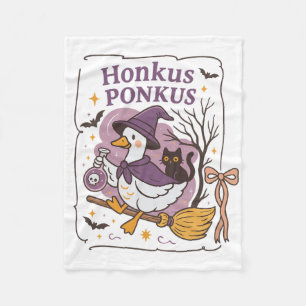 Honkus Ponkus Goose Halloween Witch Goose Silly Go Fleece Blanket