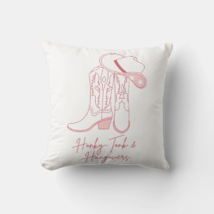 Honky Tonk and Hangovers Design Cowboy Boots Throw Pillow