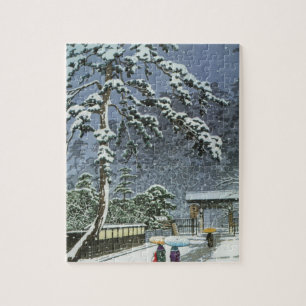 Honmonji Temple in Snow - Kawase Hasui 川瀬 巴水 Jigsaw Puzzle