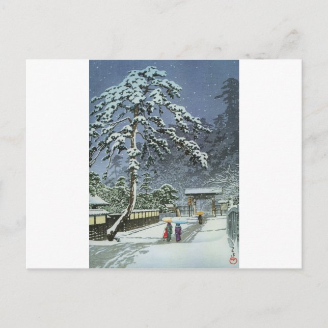 Honmonji Temple in Snow - Kawase Hasui 川瀬 巴水 Postcard (Front)