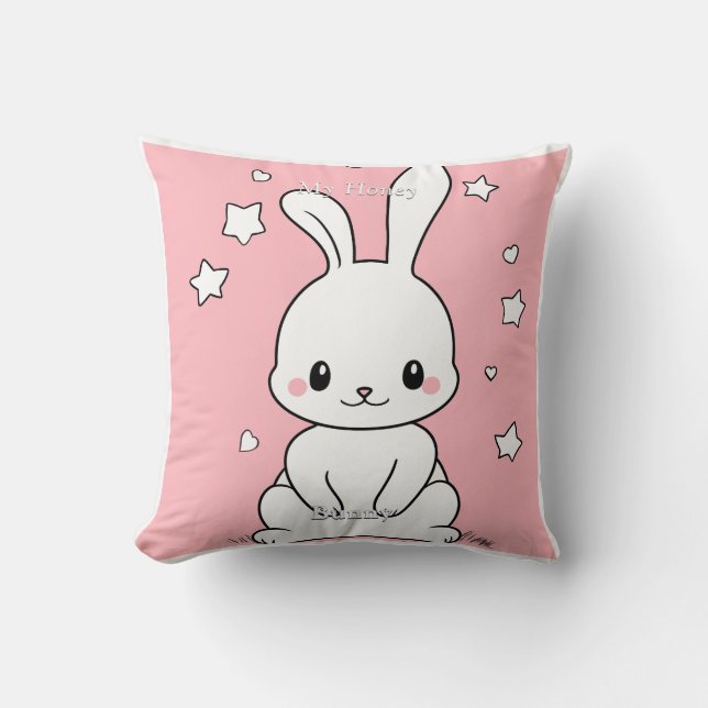 Honney Bunny Throw Pillow (Front)
