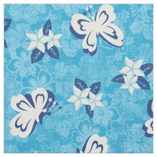 Honolua Plumeria Butterfly and Hawaiian Hibiscus Fabric