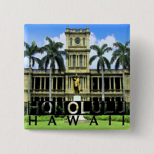 Honolulu 2 Inch Square Button (Front)