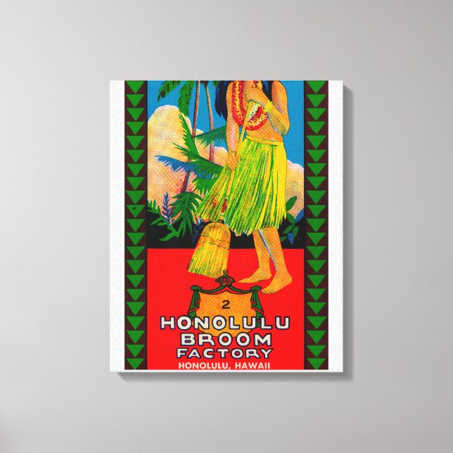 Honolulu Broom Handle LabelHonolulu, HI Canvas Print (Front)