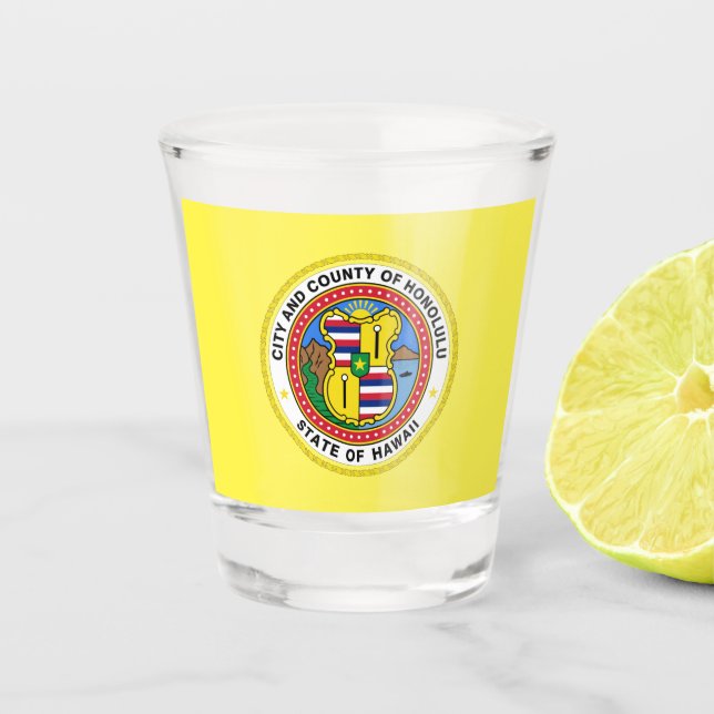 Honolulu city flag shot glass (Front)