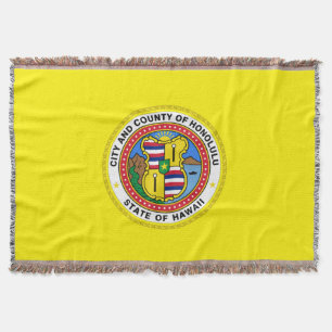 Honolulu city flag throw blanket
