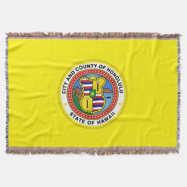 Honolulu city flag throw blanket (Front)