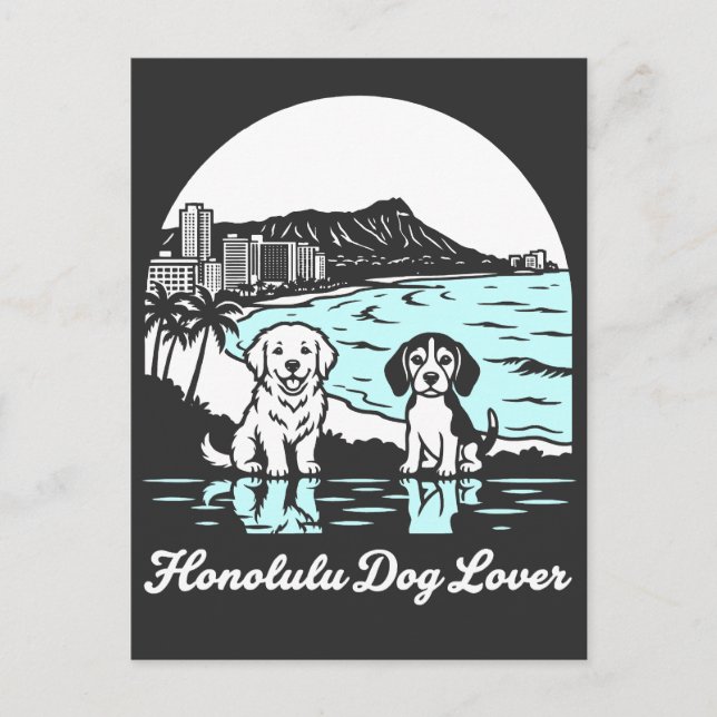 Honolulu City Hawaii Dog Lover Postcard (Front)