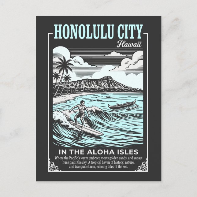 Honolulu City Hawaii In The Aloha Isles Postcard (Front)