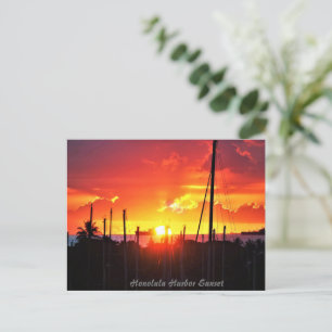 Honolulu Harbour Sunset Postcard