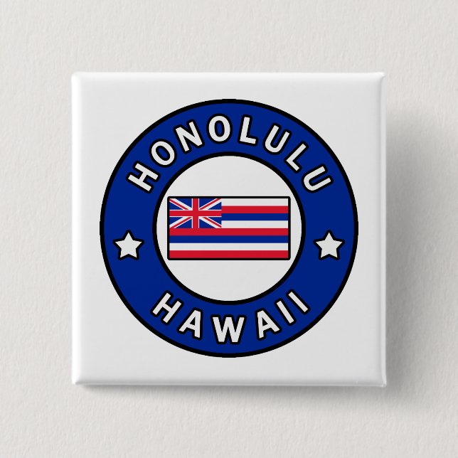 Honolulu Hawaii 2 Inch Square Button (Front)