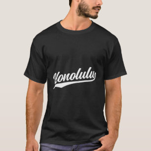 Honolulu Hawaii Cool Retro Script 1970S White Text T-Shirt