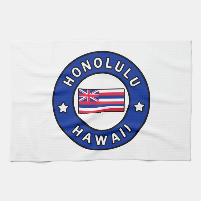 Honolulu Hawaii Kitchen Towel (Horizontal)