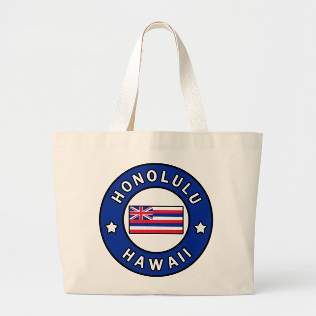 Honolulu Hawaii Large Tote Bag (Front)