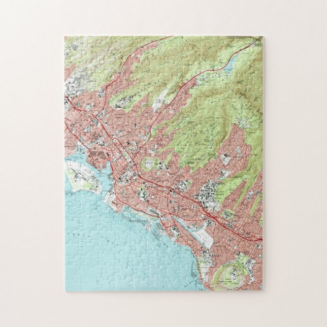 Honolulu Hawaii Map (1983) Jigsaw Puzzle (Vertical)