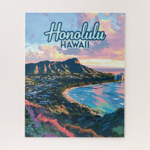 Honolulu Hawaii Oahu Waikiki Beach Diamondhead Jigsaw Puzzle