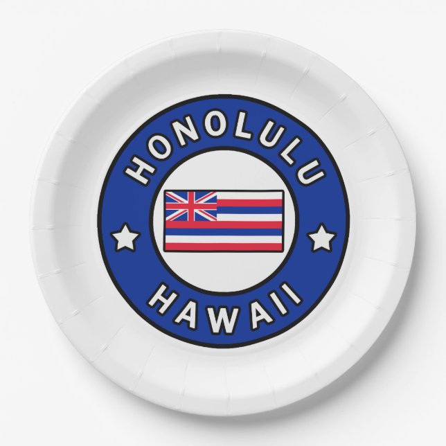 Honolulu Hawaii Paper Plate (Front)