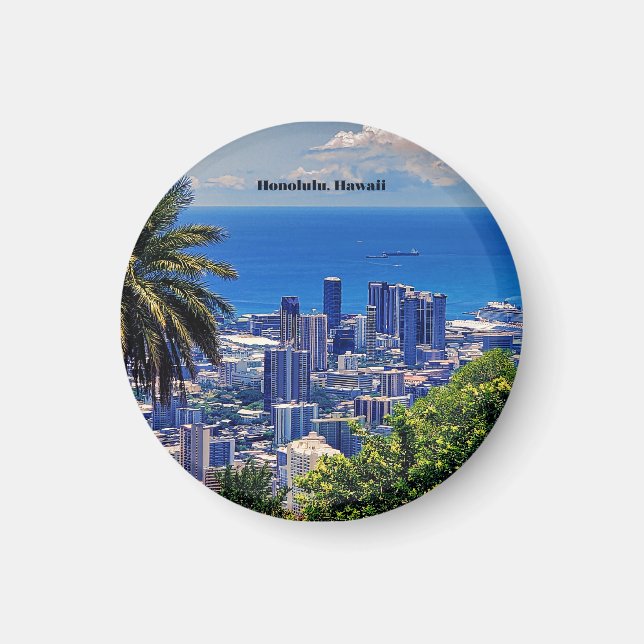 Honolulu, Hawaii picturesque cityscape Magnet (Front)