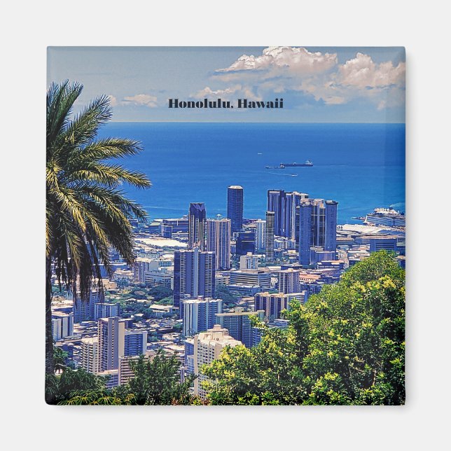 Honolulu, Hawaii picturesque cityscape Magnet (Front)