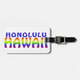 Honolulu Hawaii rainbow words Luggage Tag