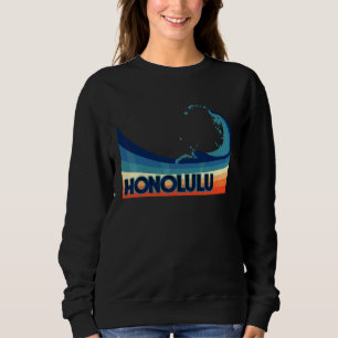 Honolulu Hawaii Retro Surf Sailing & Fishing Vaca Sweatshirt