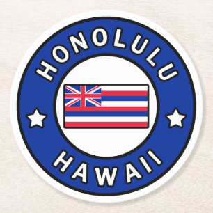 Honolulu Hawaii Round Paper Coaster