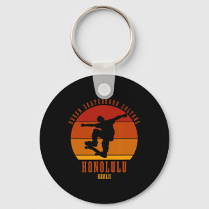 Honolulu Hawaii Skateboarder Urn Skateboarding 2 Keychain