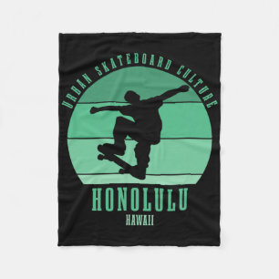 Honolulu Hawaii Skateboarder Urn Skateboarding 4 Fleece Blanket