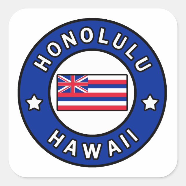 Honolulu Hawaii Square Sticker (Front)