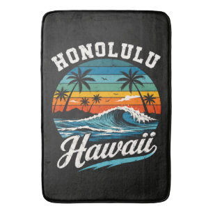 Honolulu Hawaii Surf Sunset Bath Mat