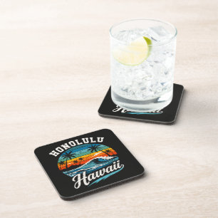 Honolulu Hawaii Surf Sunset Coaster