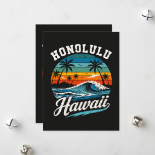 Honolulu Hawaii Surf Sunset Holiday Card
