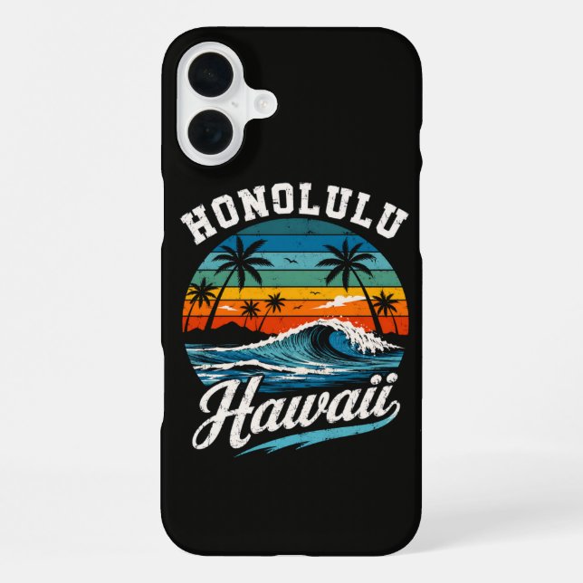 Honolulu Hawaii Surf Sunset iPhone Case (Back)