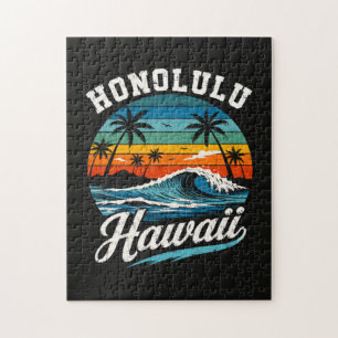Honolulu Hawaii Surf Sunset Jigsaw Puzzle