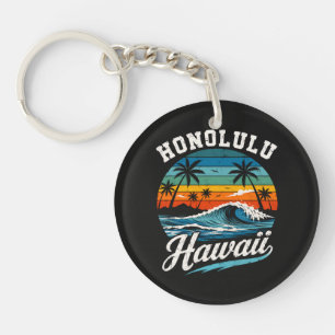 Honolulu Hawaii Surf Sunset Keychain