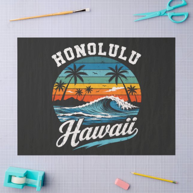 Honolulu Hawaii Surf Sunset Tissue Paper (Craft)