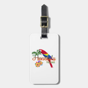 Honolulu Hawaii Tropical Parrot Luggage Tag