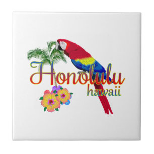 Honolulu Hawaii Tropical Parrot Tile