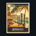 Honolulu, Hawaii  | Vintage Postcard<br><div class="desc">Experience the enchanting allure of the Hawaiian paradise with our Vintage Honolulu Postcard. This captivating illustration not only showcases the breathtaking beauty of Honolulu but also encapsulates the spirit of vintage travel, making it an ideal gift for adventurers and nostalgia enthusiasts. Product Features: Tropical Time Machine: Step back in time...</div>