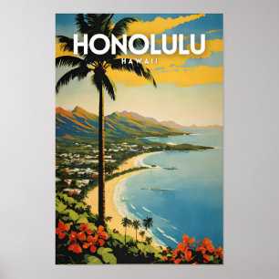 Honolulu Nostalgic Travel Poster