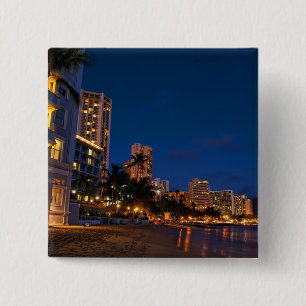 Honolulu, Oahu, Hawaii. Night exposure of 2 Inch Square Button