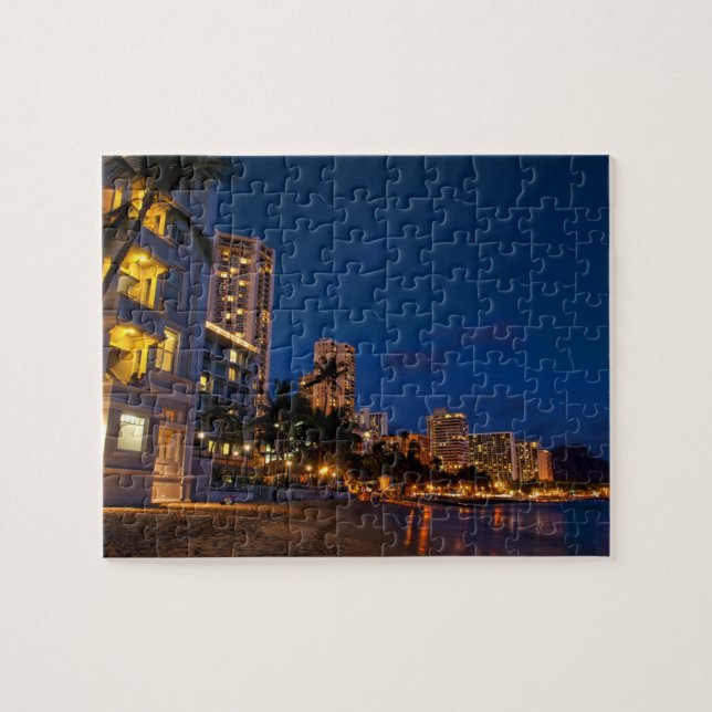 Honolulu, Oahu, Hawaii. Night exposure of Jigsaw Puzzle (Horizontal)