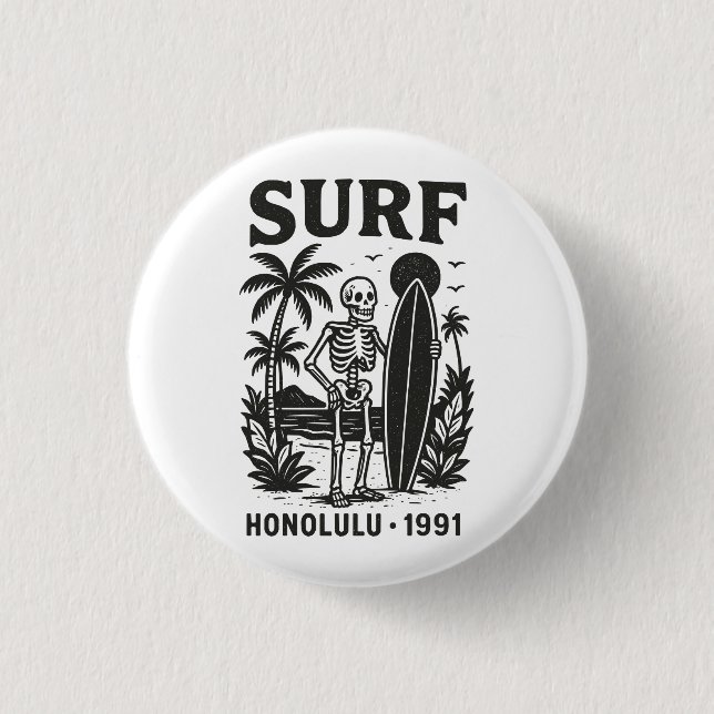 Honolulu Surf 1 Inch Round Button (Front)